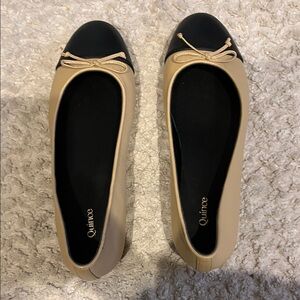 Quince Italian Leather Cap-Toe Ballet Flat